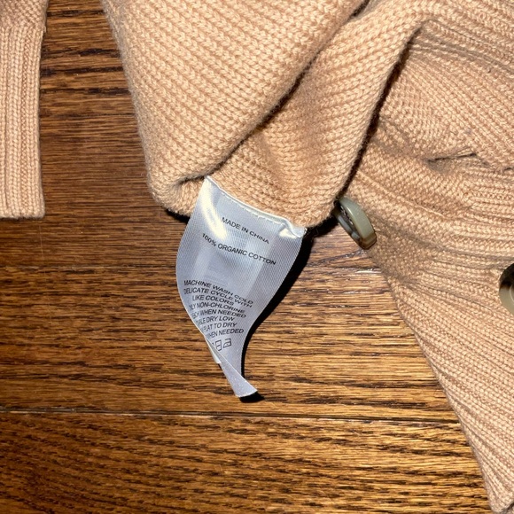 Quince Cropped Crewneck Button-Front Cardigan in Light Beige - Picture 5 of 6